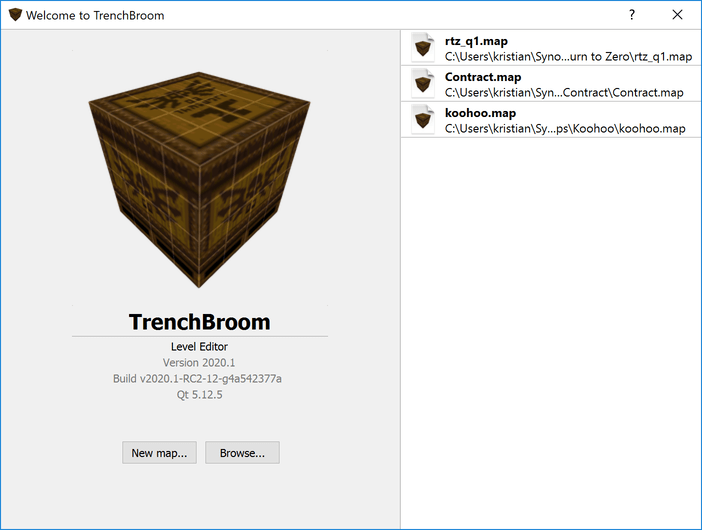 TrenchBroom's welcome window (Mac OS X)
